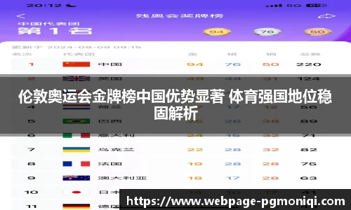 伦敦奥运会金牌榜中国优势显著 体育强国地位稳固解析